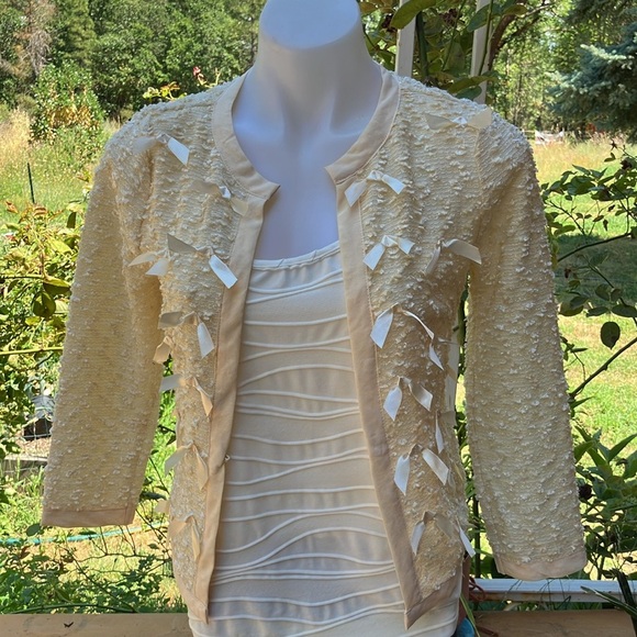A'Reve summer lightweight  Lace Cardigan with Ribbon Accents small - Picture 5 of 12